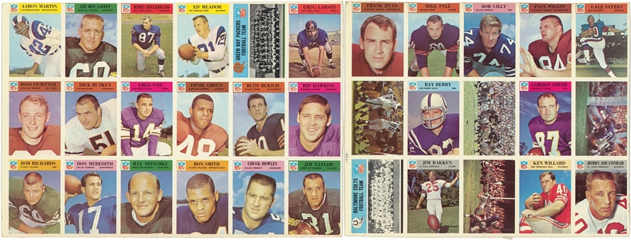 1966 Philadelphia Football Uncut Panels (231 Cards) – In Fourteen 15-Card and 18-Card Segments, Featuring Gale Sayers and Dick Butkus Rookie Cards!